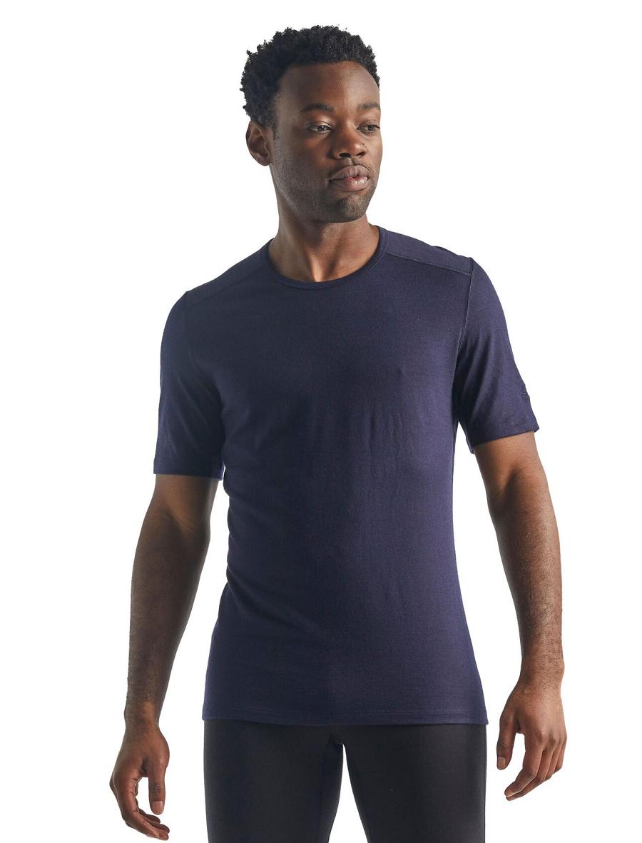 Base Layers Icebreaker Merino 200 Oasis Corta Sleeve Crewe Thermal Top Homme Bleu Marine | FR 1388YXFU